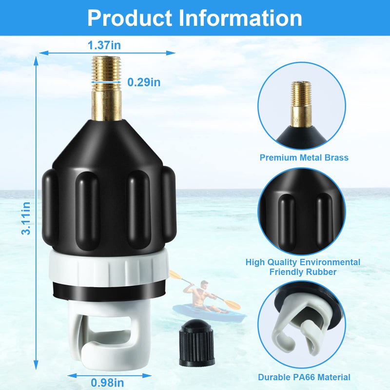 karmiero 2Pcs Inflatable Boat SUP Pump Adapter  Premium Conventional Air Adapter  Sturdy SUP Air Adapter Quickly Inflation and Strong Sealing SUP Pump Adapter  for Inflatable Boat  Paddleboard and Kayak. - Image 2